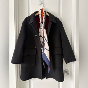 Black Oversized 100% Wool Coat – Double-Faced, Minimalist Chic